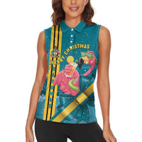 Bahamas Christmas Women Sleeveless Polo Shirt Merry Mingo Tropical Vibes - Wonder Print Shop