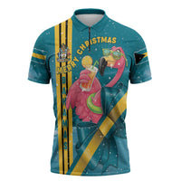 Bahamas Christmas Zipper Polo Shirt Merry Mingo Tropical Vibes - Wonder Print Shop