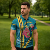 Bahamas Christmas Zipper Polo Shirt Merry Mingo Tropical Vibes - Wonder Print Shop