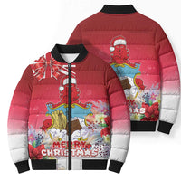 Bermuda Christmas Bomber Puffer Jacket Coquette Bow Xmas Vibe - Wonder Print Shop
