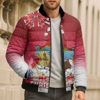 Bermuda Christmas Bomber Puffer Jacket Coquette Bow Xmas Vibe - Wonder Print Shop