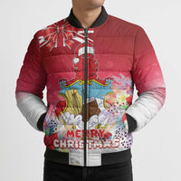 Bermuda Christmas Bomber Puffer Jacket Coquette Bow Xmas Vibe - Wonder Print Shop