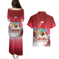 Bermuda Christmas Couples Matching Puletasi and Hawaiian Shirt Coquette Bow Xmas Vibe - Wonder Print Shop