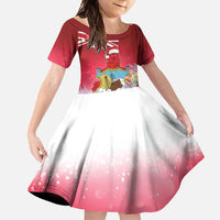 Bermuda Christmas Family Matching Short Sleeve Bodycon Dress and Hawaiian Shirt Coquette Bow Xmas Vibe - Wonder Print Shop