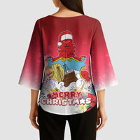 Bermuda Christmas Kimono Sleeve Blouse Coquette Bow Xmas Vibe - Wonder Print Shop