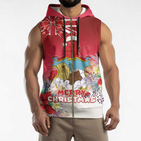 Bermuda Christmas Sleeveless Zip Hoodie Coquette Bow Xmas Vibe - Wonder Print Shop
