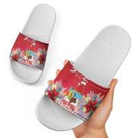 Bermuda Christmas Slide Sandals Coquette Bow Xmas Vibe - Wonder Print Shop
