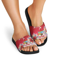Bermuda Christmas Slide Sandals Coquette Bow Xmas Vibe - Wonder Print Shop