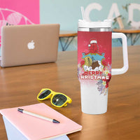 Bermuda Christmas Tumbler With Handle Coquette Bow Xmas Vibe - Wonder Print Shop