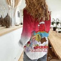 Bermuda Christmas Women Casual Shirt Coquette Bow Xmas Vibe - Wonder Print Shop