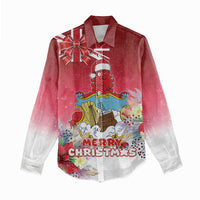 Bermuda Christmas Women Casual Shirt Coquette Bow Xmas Vibe - Wonder Print Shop