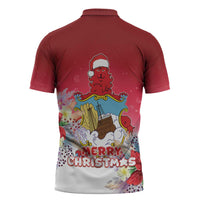 Bermuda Christmas Zipper Polo Shirt Coquette Bow Xmas Vibe - Wonder Print Shop
