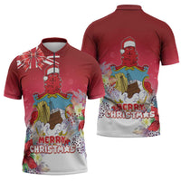 Bermuda Christmas Zipper Polo Shirt Coquette Bow Xmas Vibe - Wonder Print Shop