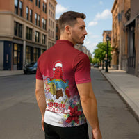 Bermuda Christmas Zipper Polo Shirt Coquette Bow Xmas Vibe - Wonder Print Shop