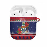 Cayman Islands Christmas AirPods Case Coat Of Arms With Poinsettia - Wonder Print Shop