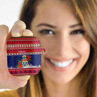 Cayman Islands Christmas AirPods Case Coat Of Arms With Poinsettia - Wonder Print Shop