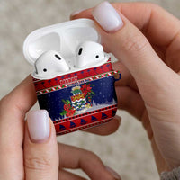 Cayman Islands Christmas AirPods Case Coat Of Arms With Poinsettia - Wonder Print Shop