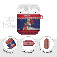 Cayman Islands Christmas AirPods Case Coat Of Arms With Poinsettia - Wonder Print Shop