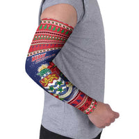 Cayman Islands Christmas Arm Sleeves Coat Of Arms With Poinsettia - Wonder Print Shop