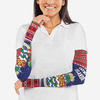 Cayman Islands Christmas Arm Sleeves Coat Of Arms With Poinsettia - Wonder Print Shop