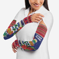 Cayman Islands Christmas Arm Sleeves Coat Of Arms With Poinsettia - Wonder Print Shop