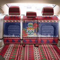 Cayman Islands Christmas Back Car Seat Cover Coat Of Arms With Poinsettia - Wonder Print Shop