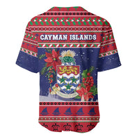 Cayman Islands Christmas Baseball Jersey Coat Of Arms With Poinsettia - Wonder Print Shop