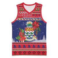 Cayman Islands Christmas Basketball Jersey Coat Of Arms With Poinsettia - Wonder Print Shop