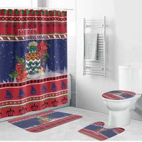 Cayman Islands Christmas Bathroom Set Coat Of Arms With Poinsettia - Wonder Print Shop
