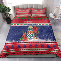 Cayman Islands Christmas Bedding Set Coat Of Arms With Poinsettia - Wonder Print Shop