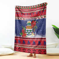 Cayman Islands Christmas Blanket Coat Of Arms With Poinsettia - Wonder Print Shop