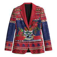 Cayman Islands Christmas Blazer Coat Of Arms With Poinsettia - Wonder Print Shop