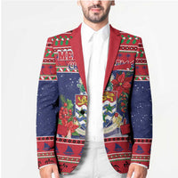 Cayman Islands Christmas Blazer Coat Of Arms With Poinsettia - Wonder Print Shop