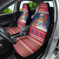 Cayman Islands Christmas Car Seat Cover Coat Of Arms With Poinsettia - Wonder Print Shop