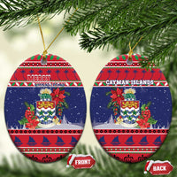 Cayman Islands Christmas Ceramic Ornament Coat Of Arms With Poinsettia - Wonder Print Shop