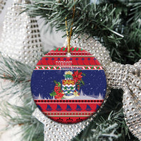 Cayman Islands Christmas Ceramic Ornament Coat Of Arms With Poinsettia - Wonder Print Shop