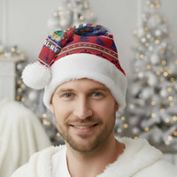 Cayman Islands Christmas Santa Hat Coat Of Arms With Poinsettia - Wonder Print Shop