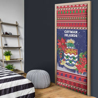 Cayman Islands Christmas Door Cover Coat Of Arms With Poinsettia - Wonder Print Shop