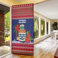Cayman Islands Christmas Door Cover Coat Of Arms With Poinsettia - Wonder Print Shop