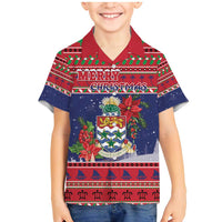 Cayman Islands Christmas Family Matching Mermaid Dress and Hawaiian Shirt Coat Of Arms With Poinsettia - Wonder Print Shop