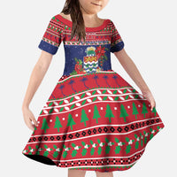 Cayman Islands Christmas Family Matching Off The Shoulder Long Sleeve Dress and Hawaiian Shirt Coat Of Arms With Poinsettia - Wonder Print Shop