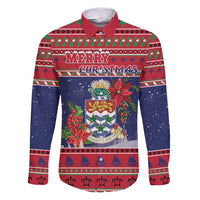 Cayman Islands Christmas Family Matching Puletasi and Hawaiian Shirt Coat Of Arms With Poinsettia - Wonder Print Shop
