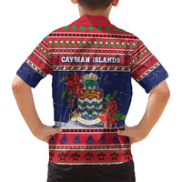Cayman Islands Christmas Family Matching Summer Maxi Dress and Hawaiian Shirt Coat Of Arms With Poinsettia - Wonder Print Shop