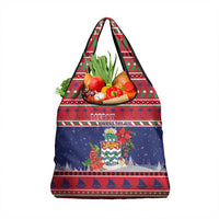 Cayman Islands Christmas Grocery Bag Coat Of Arms With Poinsettia - Wonder Print Shop
