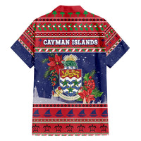 Cayman Islands Christmas Hawaiian Shirt Coat Of Arms With Poinsettia - Wonder Print Shop