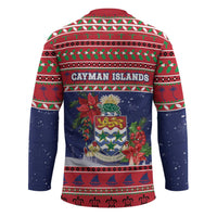Cayman Islands Christmas Hockey Jersey Coat Of Arms With Poinsettia - Wonder Print Shop
