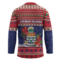Cayman Islands Christmas Hockey Jersey Coat Of Arms With Poinsettia - Wonder Print Shop
