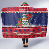 Cayman Islands Christmas Hooded Blanket Coat Of Arms With Poinsettia - Wonder Print Shop