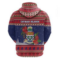 Cayman Islands Christmas Hoodie Coat Of Arms With Poinsettia - Wonder Print Shop