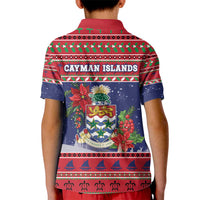 Cayman Islands Christmas Kid Polo Shirt Coat Of Arms With Poinsettia - Wonder Print Shop